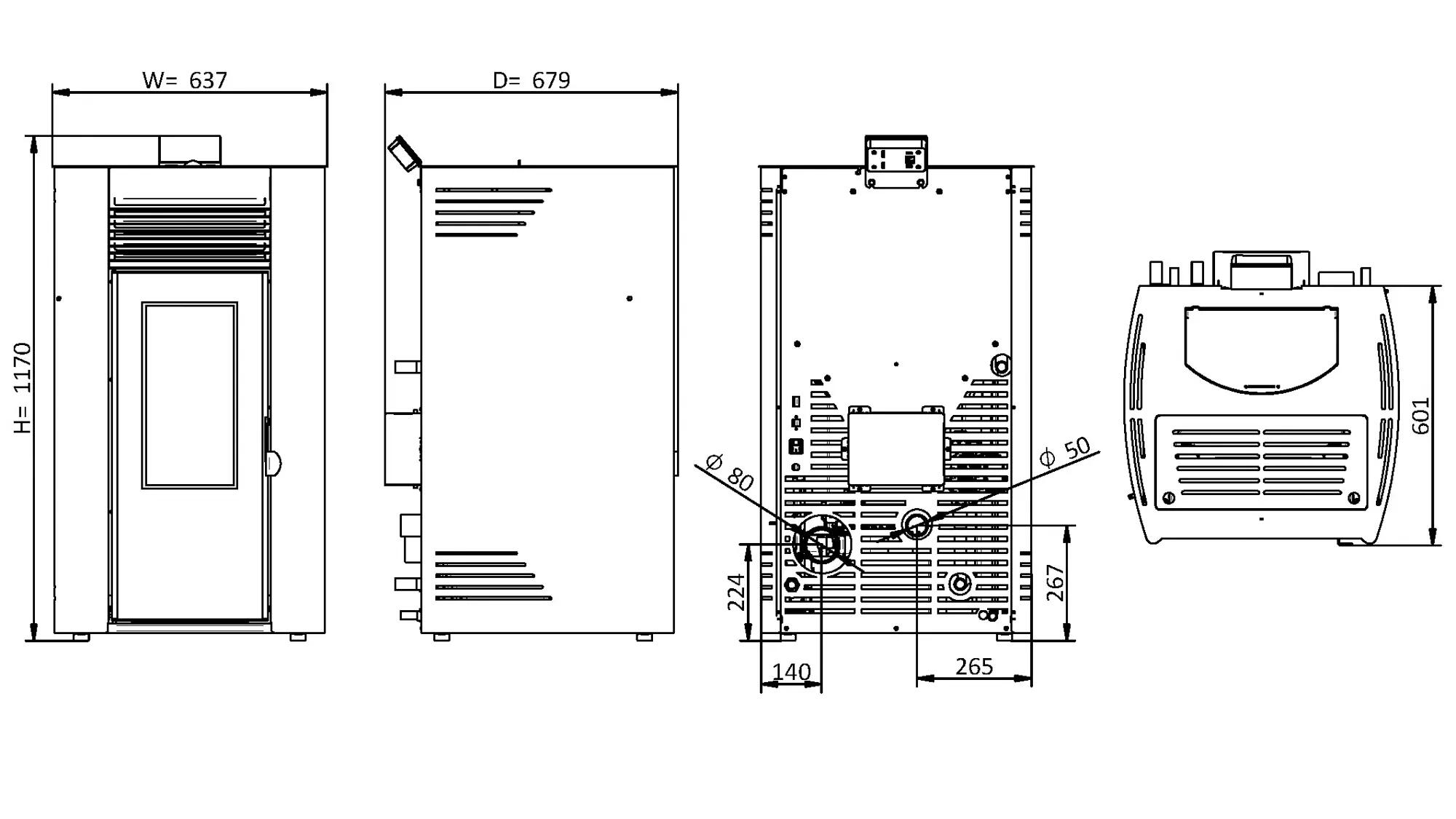 Salamandra a pellets hidro FIRST 13 KW BORDEAUX