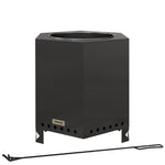 Braseiro de mesa sem fumo em metal preto com atiçador, sistema de combustão secundária, ideal para jardim e terraço