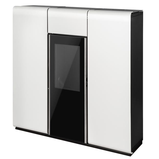 Salamandra a pellets TEK Biomasse hidro SLIM AQUA com AQS 20kW A+ branca