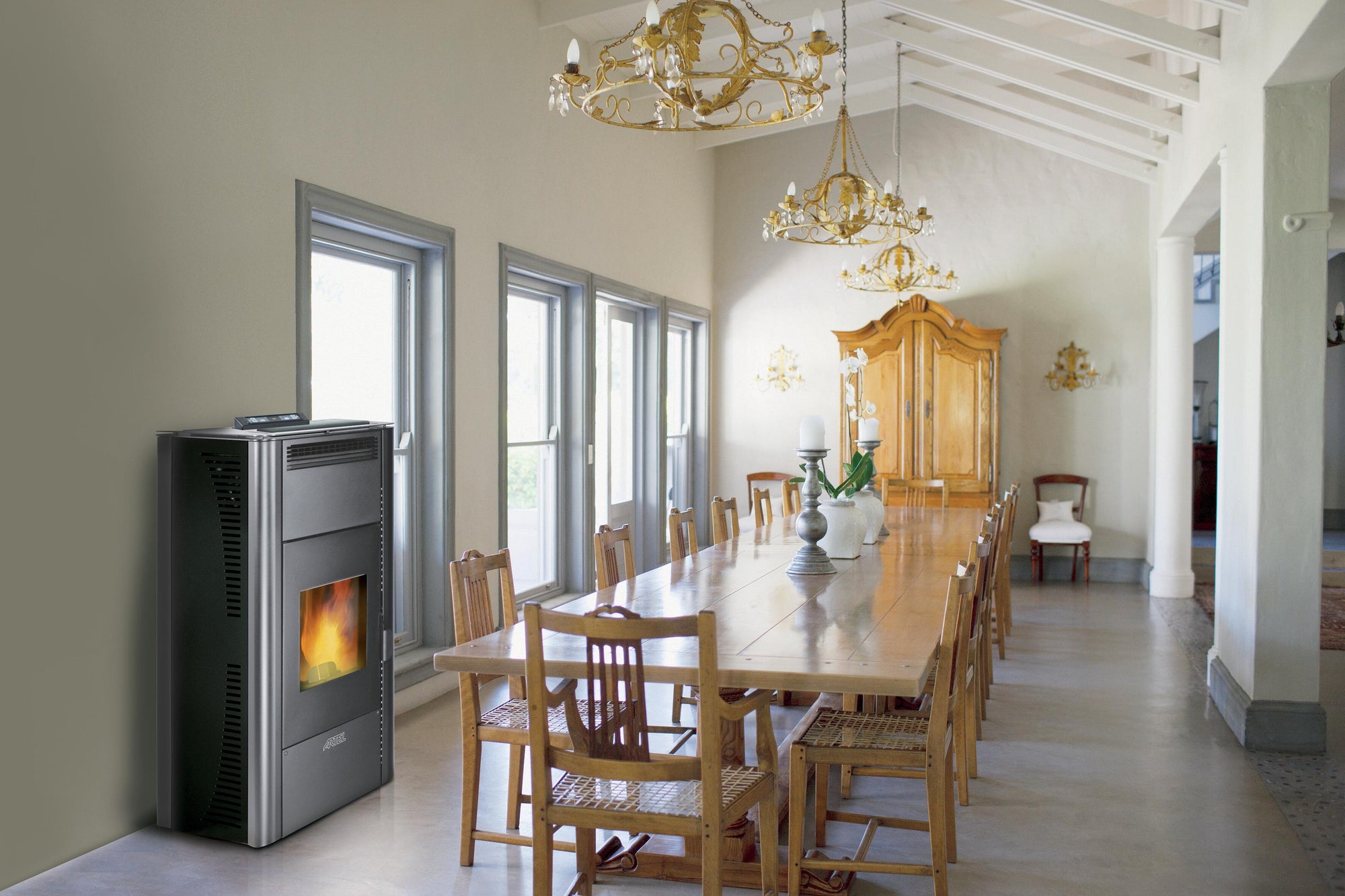 Salamandra a pellets hidro HIDRO XL BRANCO 24KW