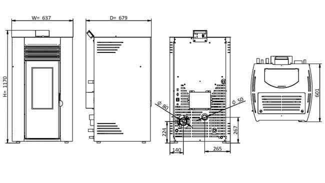 Salamandra a pellets hidro FIRST ADVANCE 13K BRANCO